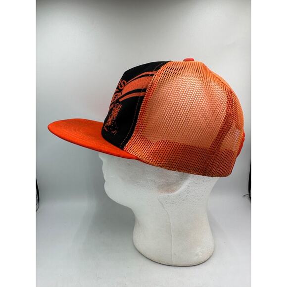 Vtg Leopards Van Vleck Snapback Mesh Trucker Hat Cap Black Orange High School - Picture 6 of 11